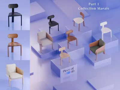 AMPM Collection Set Part 1 -  Marais - Chairs and Armchairs 3D model