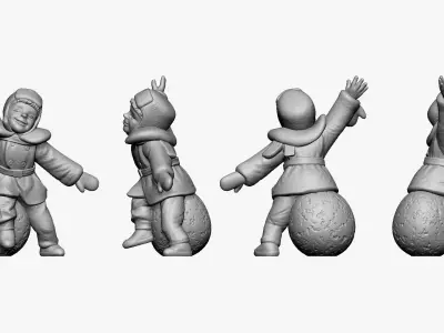 001345 smiling boy seat on the snowball 3D model
