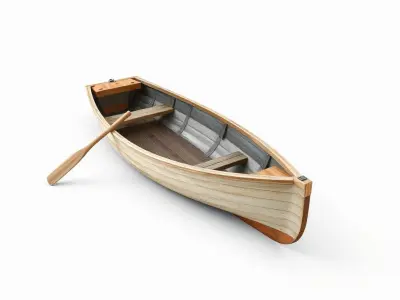Wooden Rowboat with Oars model pack Low-poly 3D model