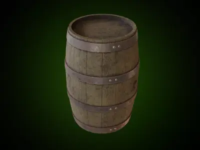 Wooden Barrel PBR Low-poly Game ready Low-poly 3D model Low-poly 3D model