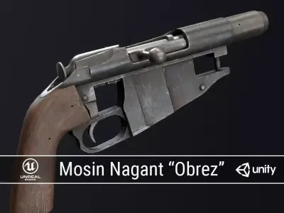 PBR Mosin Nagant Obrez Low-poly 3D model