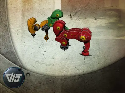 Cartoon industrial robots Low-poly 3D model