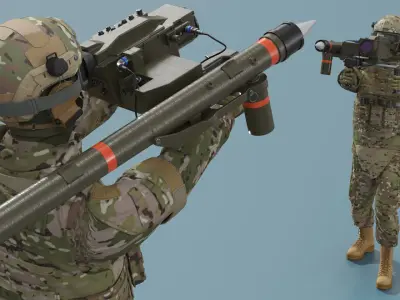 Soldier with Portable Missile System Mistral 3D model