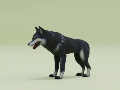 Wolf Black Animal Free low-poly 3D model