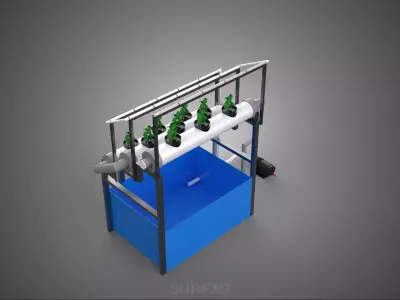 HYDROPONIC FARM PLANT AUTO WATER CYCLE TANK PUMP NOZZLE SPRAYER 3D model