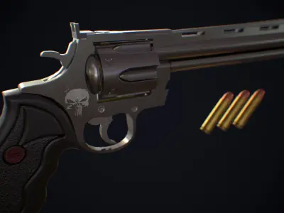 Colt Revolver Low-poly 3D model