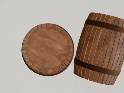 Wooden Barrel 3D Model Low-poly 3D model