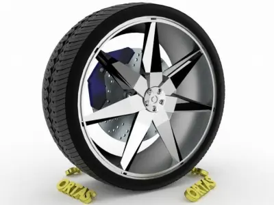 ORTAS CAR WHEEL RIM 80 GAME READY WHEEL RIM TIRE 3D model
