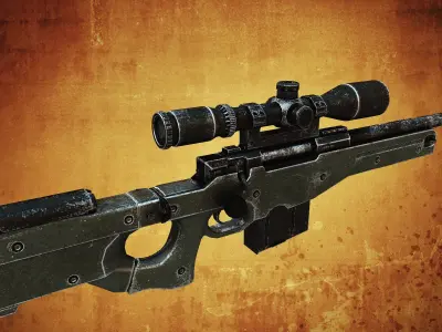 AWM Sniper rifle Low-poly 3D model order