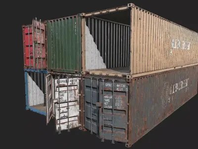 Low Poly PBR Shipping Container 40ft Low-poly 3D model