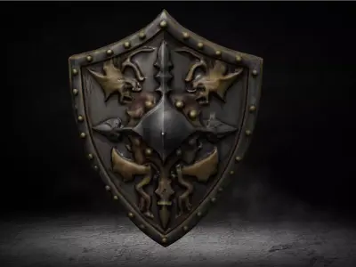 Medieval Cursed Shield Low-poly 3D Model Low-poly 3D model