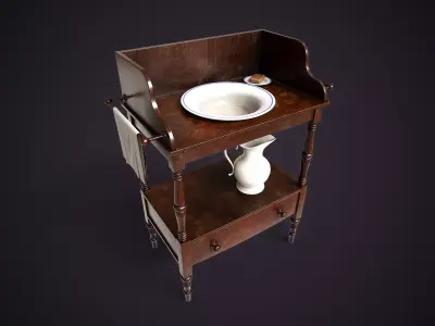 Vintage washstand  Low-poly 3D model