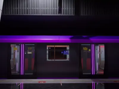 Subway Train Royal Purple Low-poly 3D model