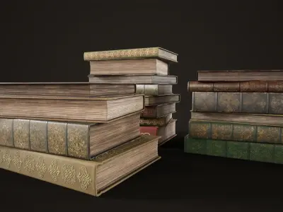 Set Vintage Books Low-poly 3D model