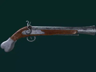 Pirate pistol Low-poly 3D model