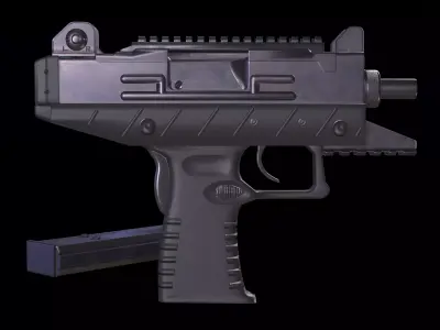 Micro Uzi Submachine Gun Low-poly 3D model