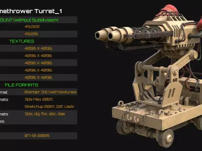 Flamethrower Turret-1-Desert 3D model
