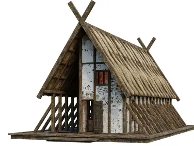 Old Medieval Building House 4K Textures GameReady 92 Low-poly 3D model