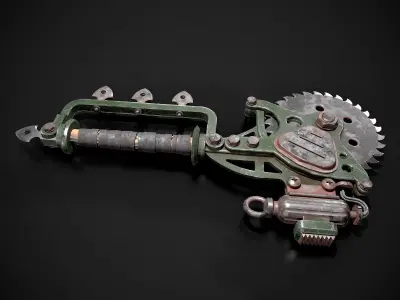 Post Apocalyptic Circular Saw Low-poly 3D model