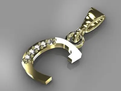 simple diamond necklace letter  -29 part -3d supported ready 3D print model
