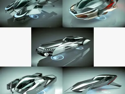 SALE 5 in 1 Cheap Cool Hover Car Collection 05 3D model