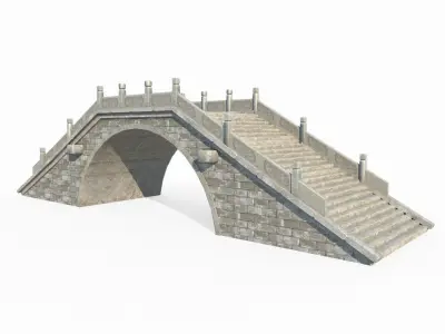 Arch Bridges of ancient Asian architecture 3D model
