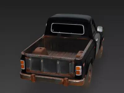 Rusted Black Pickup Truck 3D Model Low-poly 3D model