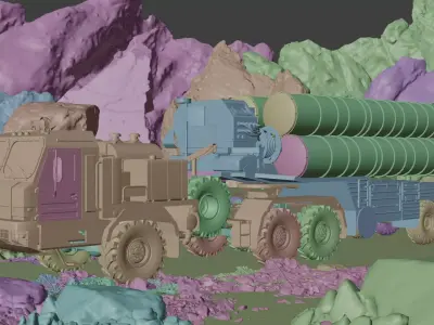 S400 Air Defense Missile System  Realistic 3D Model  Game Ready 3D model