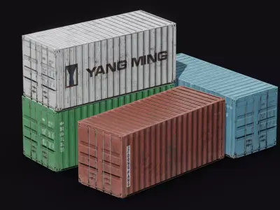 Shipping containers Free low-poly 3D model