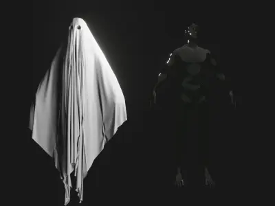 Highpoly ghost  Low-poly 3D model