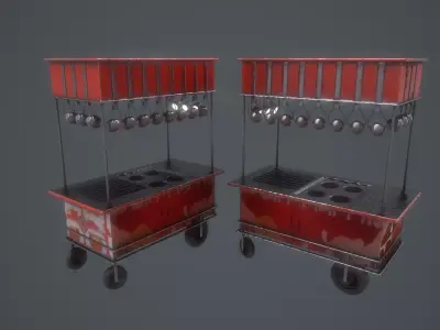 Red Food stand Low-poly 3D model