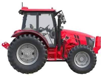 Farming Red Tractor  Low-poly 3D model