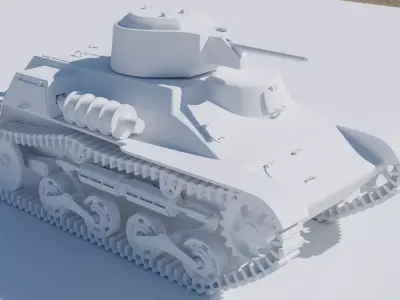 Type 97 Te-Ke tankette Low-poly 3D model