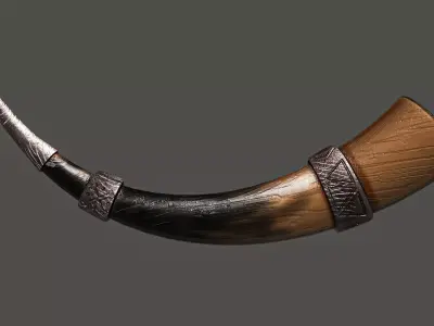 Viking War Horn - Game Ready 3D Model  Low-poly 3D model