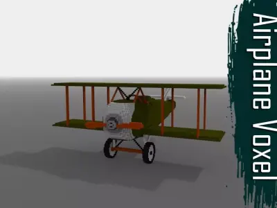Voxel Airplane Low-poly 3D model