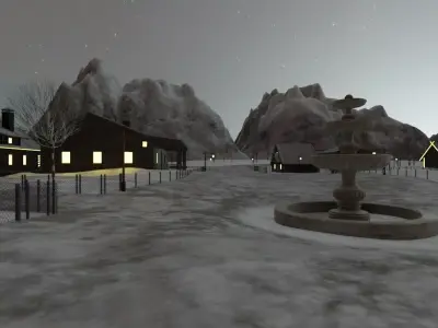 Winter Village At Night 3D model