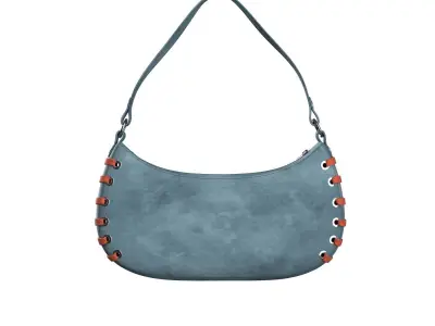Blue Suede Baguette Bag 3D model