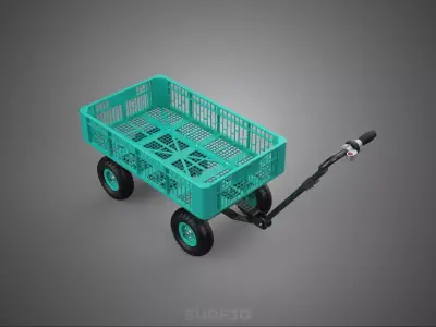 SMART BATTERY POWERED UTILITY HAND CART TROLLEY RACK CRATE TRAY 3D model