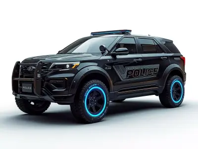Futuristic Armored Police Interceptor SUV 3D Model Low-poly 3D model