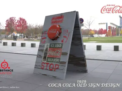  COCA COLA OLD STYLE SIGN DESIGN Low-poly 3D model