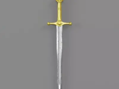 Classic Gold Hilt Longsword 3D model
