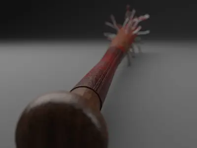 Baseball Bat with Nails and Blood Low-poly 3D model