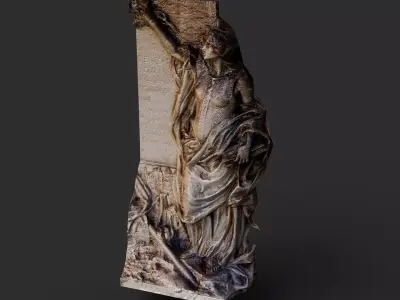 ancient nymph monument corner wall part PBR photogrammetry Low-poly 3D model