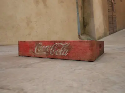 Old wooden Coca Cola crate Low-poly 3D model