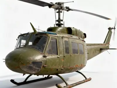 Vintage Jungle Utility Helicopter 3D Model Low-poly 3D model