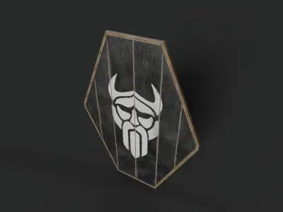 Slavic diamond-shaped shield painted black  the symbol of god Low-poly 3D model