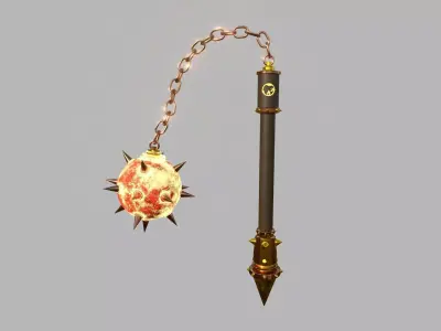 Medieval Flail 06 Fire - Character Fantasy Weaponry Low-poly 3D model
