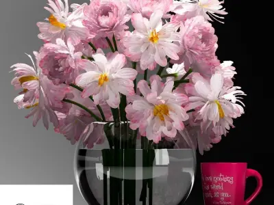 Rose Vase - Coffee Mug Set Free low-poly 3D model