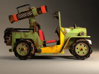 3D jeep Model with Substance painter texturing Low-poly 3D model
