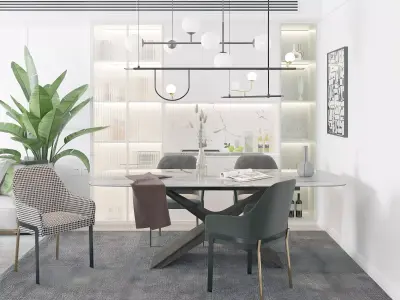 dining and chair table Modern 3D model